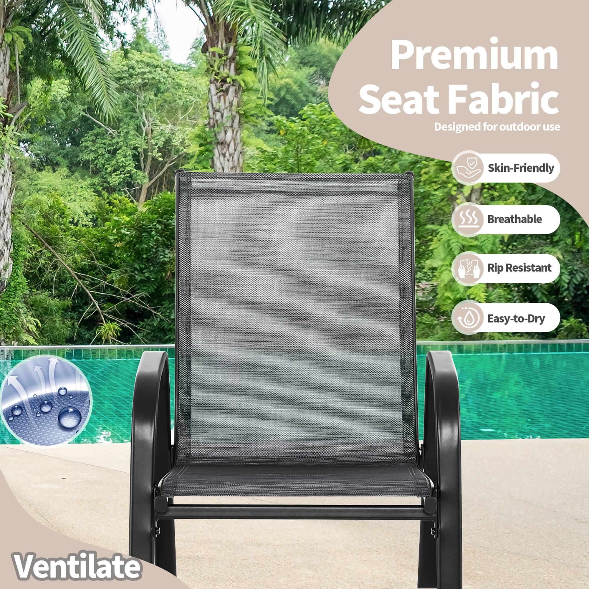 Premium Seat Fabric  
Designed for outdoor use  

- Skin-Friendly  
- Breathable  
- Rip Resistant  
- Easy-to-Dry  

Ventilate