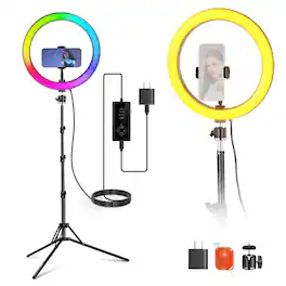 Neewer - 12" Ring Light with Tripod, 24W RGB, CRI95+, Phone Holder, RH12C