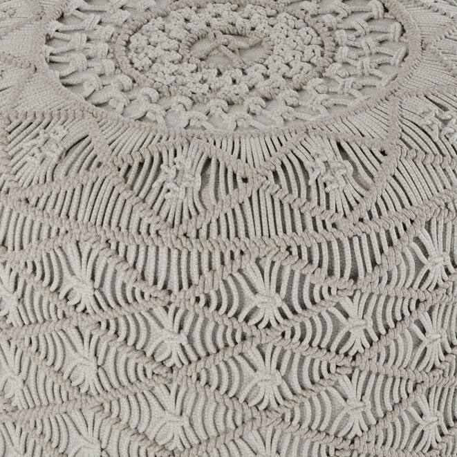 Left. Simpli Home - Coates Round Macrame Pouf - Cloud Grey.