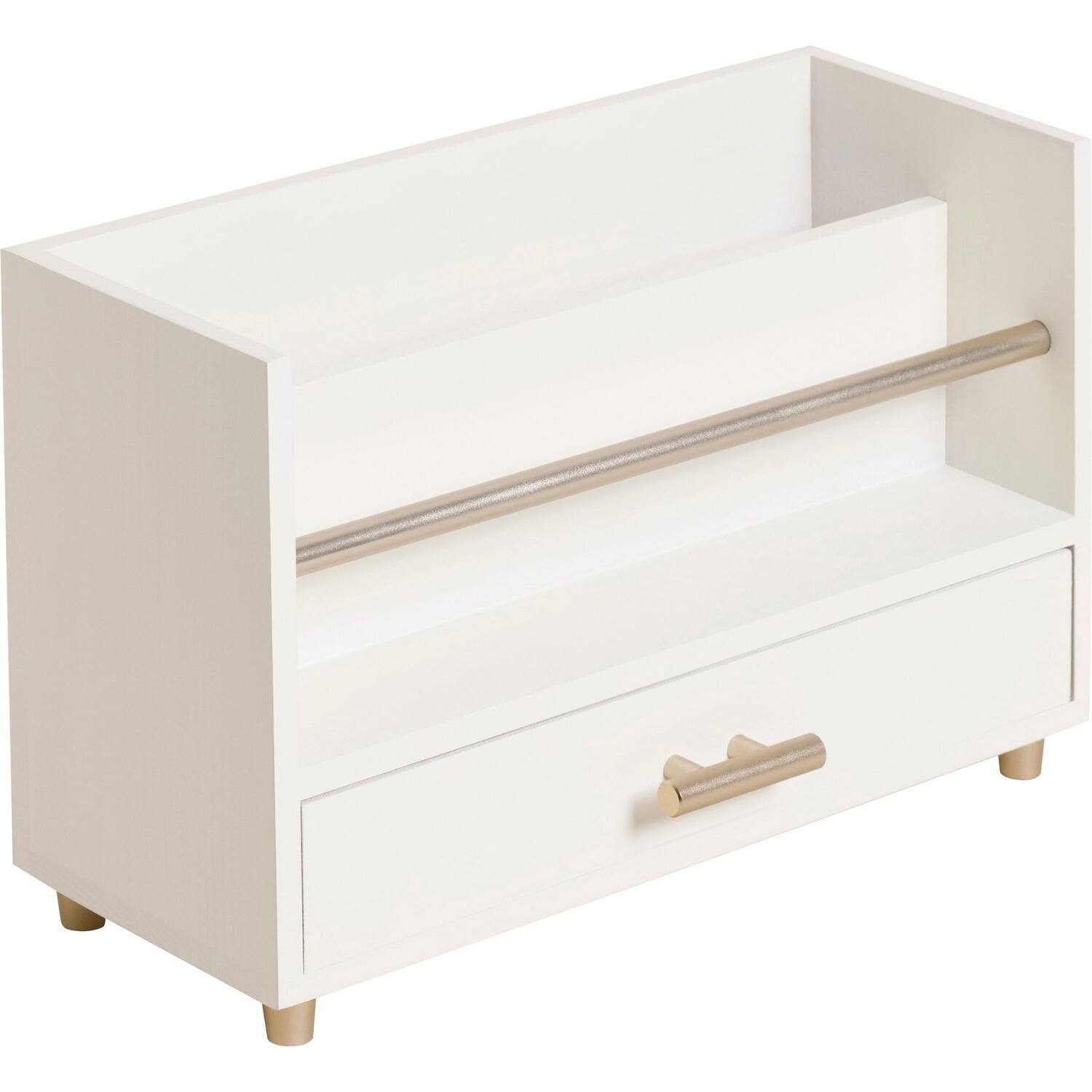 Front. U Brands - U Brands Juliet Letter Sorter 6" x 3.80" x 9.50" Desktop Sturdy Durable Pull out Drawer White Pine Wood Metal - White.