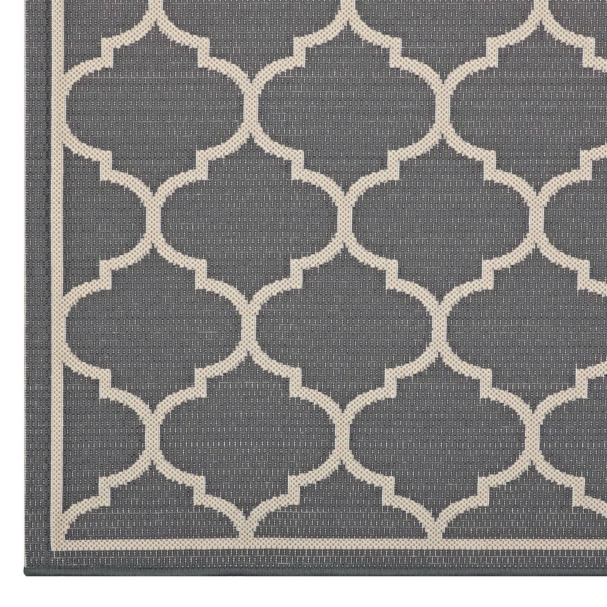 Alt View 1. Modway - Avena Moroccan Quatrefoil Trellis Indoor and Outdoor Area Rug - Gray and Beige.