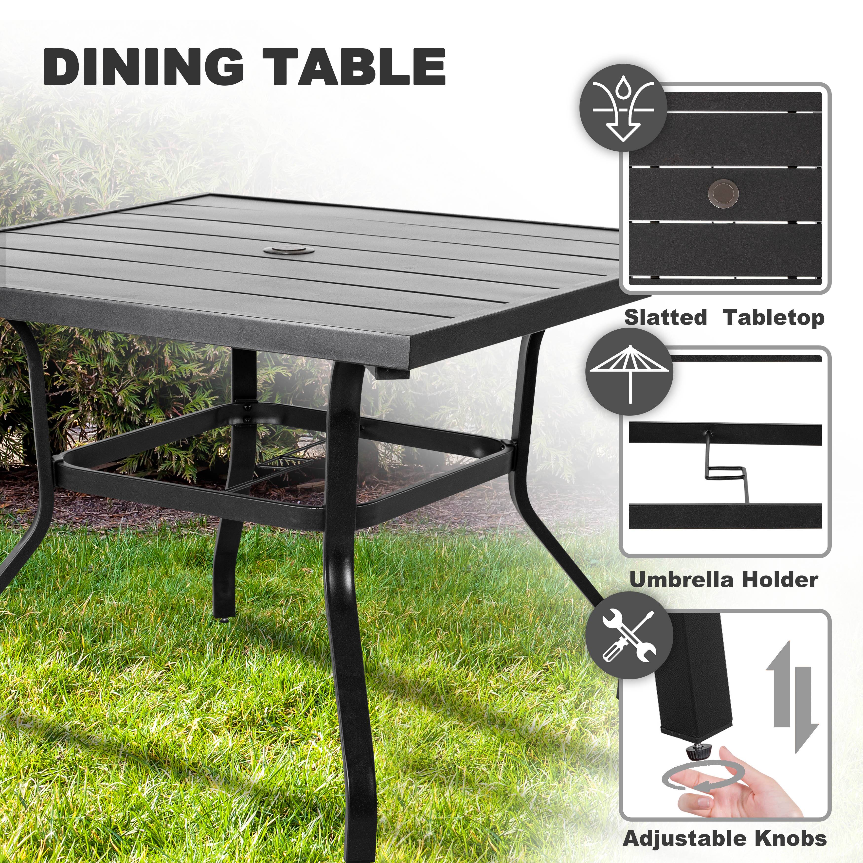 DINING TABLE

- Slatted Tabletop
- Umbrella Holder
- Adjustable Knobs