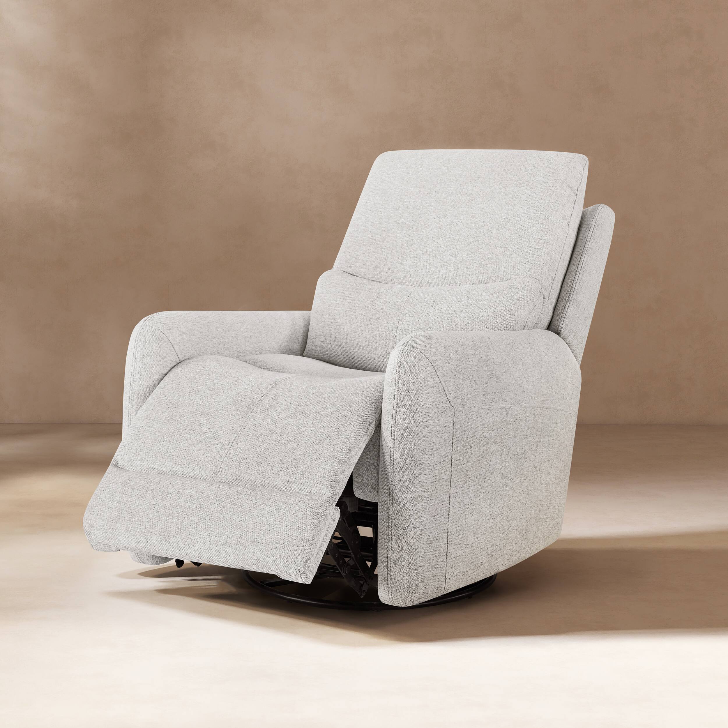 Left. TinyHomie - 30in Swivel Power Recliner Arm Chair Heathered Light Gray Polyester - Gray.