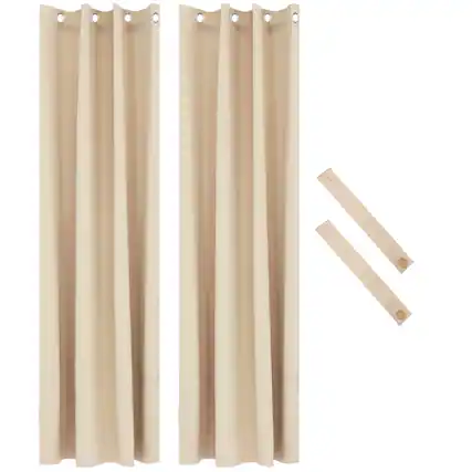 Front. Sunnydaze - Room Darkening Curtain Panel - 52 in x 108 in - Set of 2 - Beige.