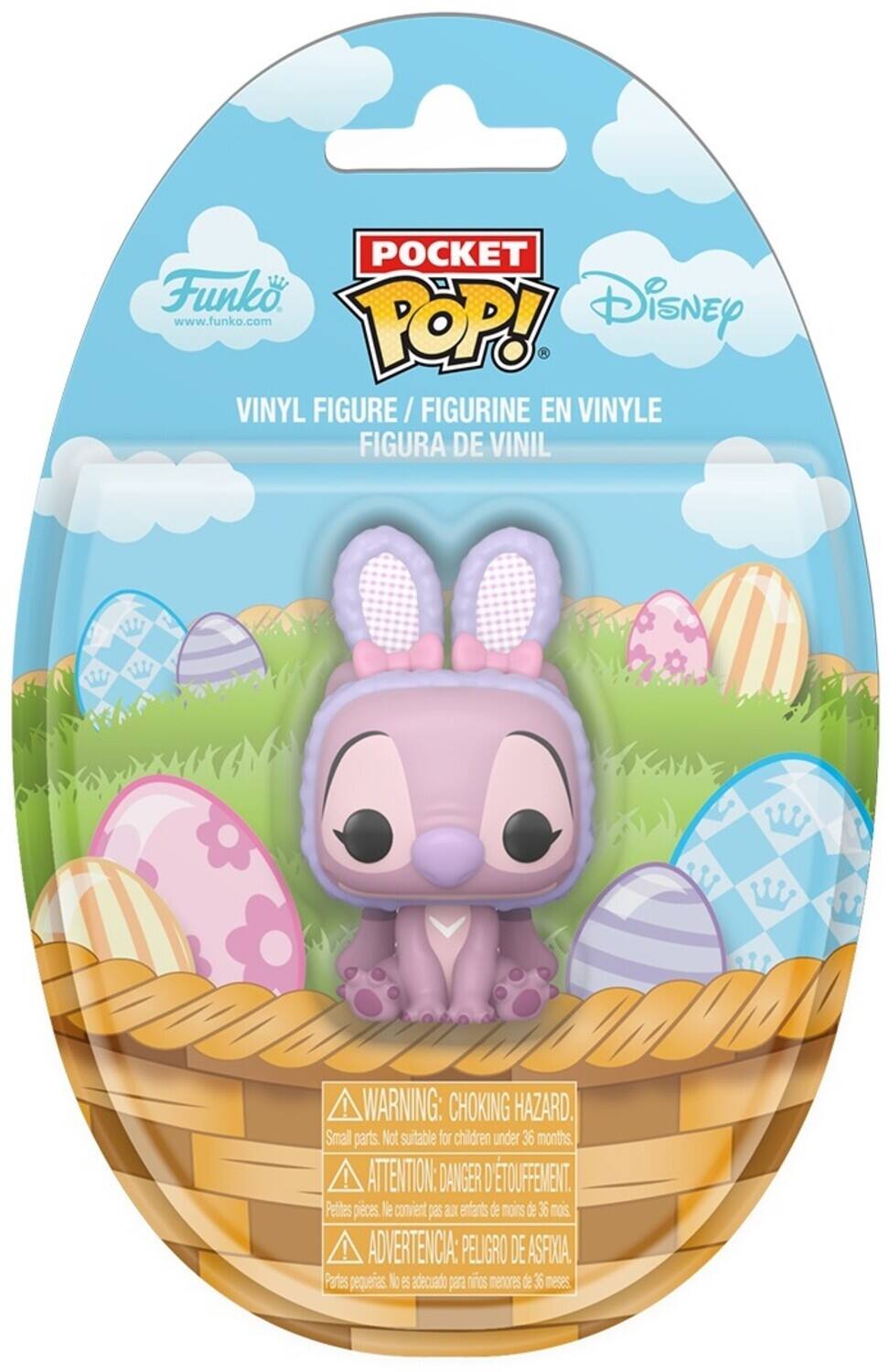 Sure, here is the corrected and grouped text from the image:

---

**POCKET POP!**  
**VINYL FIGURE / FIGURINE / FIGURA DE VINIL**  
**Disney**

**WARNING: CHOKING HAZARD.**  
Small parts. Not suitable for children under 36 months.  
**ATTENTION: DANGER D'ÉTOUFFEMENT.**  
Petites pièces. Ne convient pas aux enfants de moins de 36 mois.  
**ADVERTENCIA: PELIGRO DE ASFIXIA.**  
Partes pequeñas. No es adecuado para niños menores de 36 meses.

---

This text is from the packaging of a Funko Pocket Pop! vinyl figure.