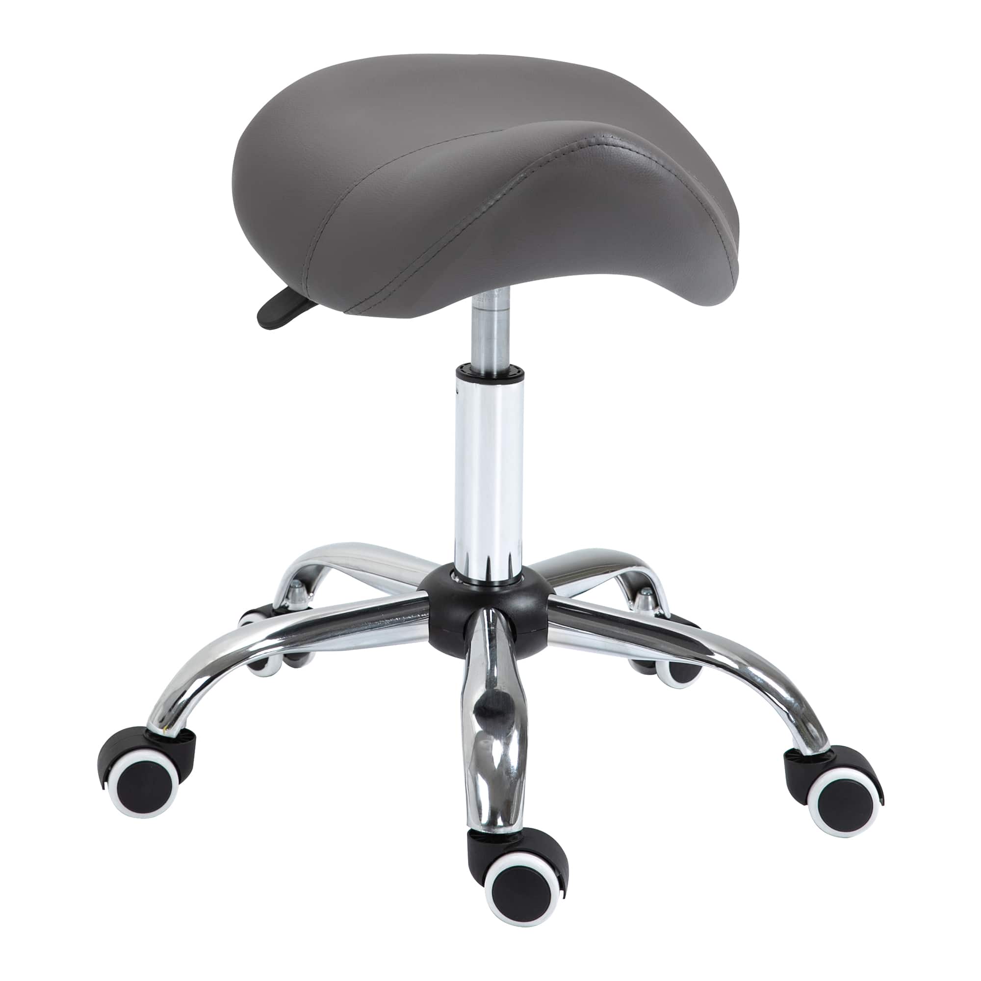 Homcom - Rolling Saddle Stool PU Leather Hydraulic Spa Stool Height Adjustable Swivel Drafting Salon Chair - Gray