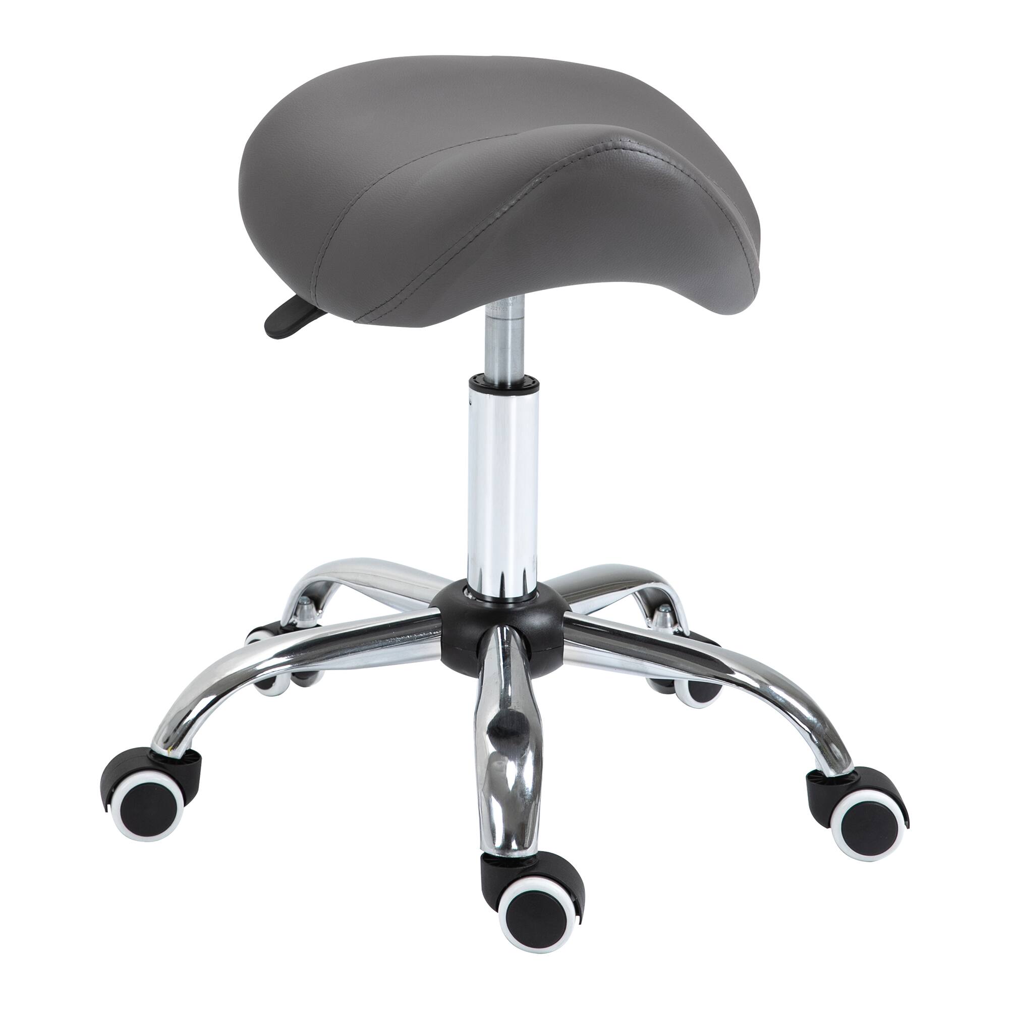 Front. Homcom - Rolling Saddle Stool PU Leather Hydraulic Spa Stool Height Adjustable Swivel Drafting Salon Chair - Grey.