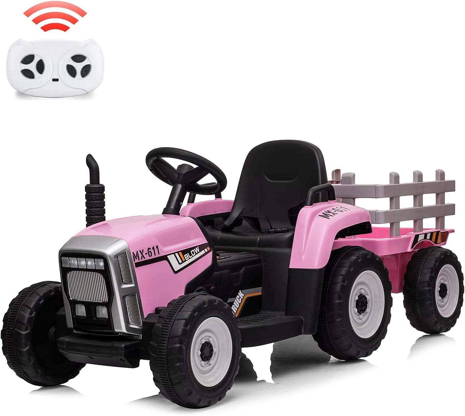 Homhougo - 12V Kids Ride On Track,Battery Powered Electric Tractor with Trailer,Treaded Tires with Dual 25W Motors/RC price history on PriceWatchPro