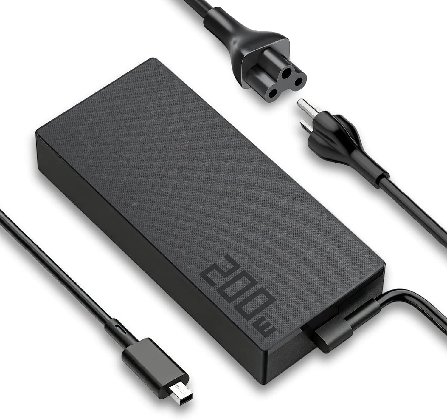 Core Tech - 200W Laptop Power Adapter with Rectangular Connector and AC Cord - Black