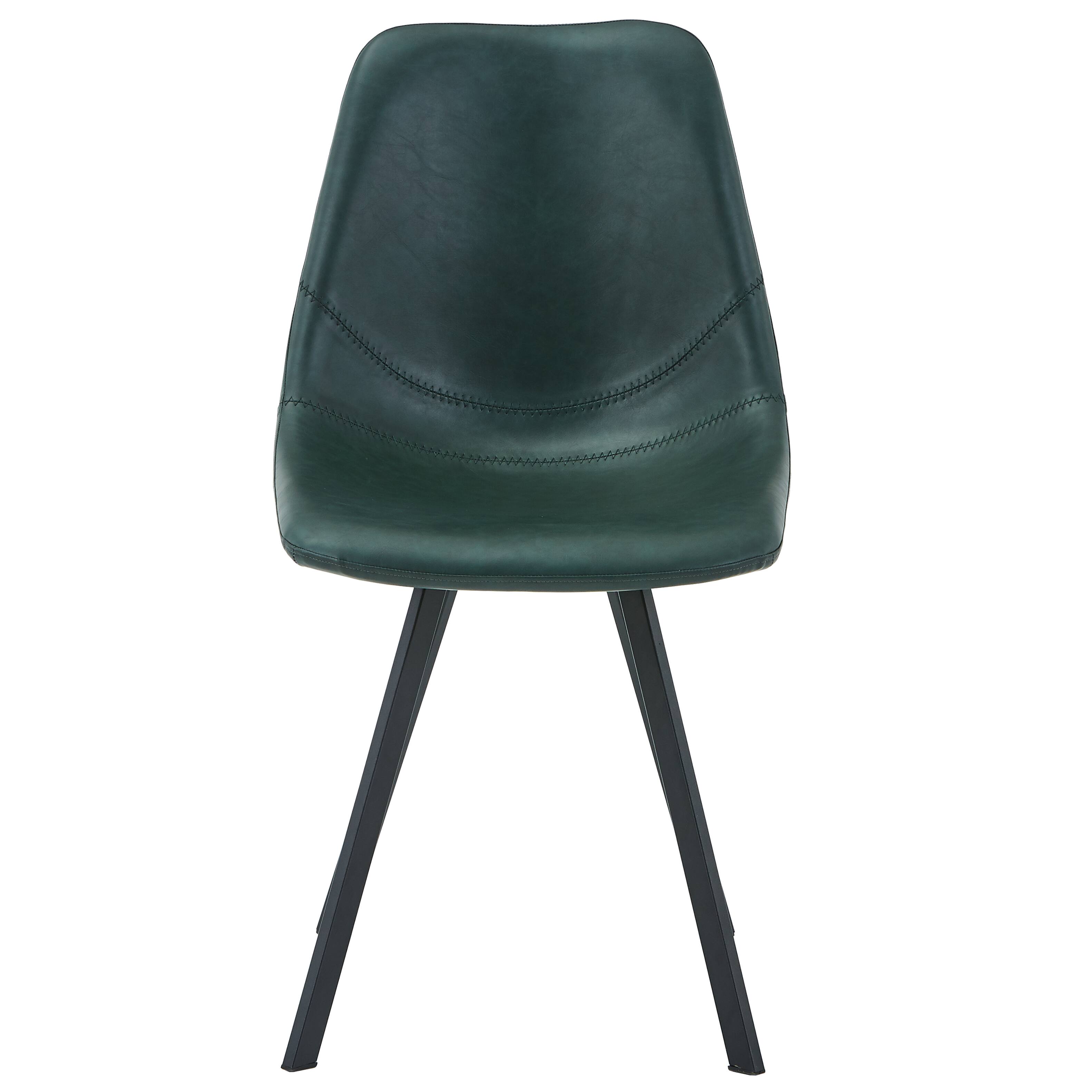 Alt View 3. LeisureMod - Markley Modern Upholstered Distressed Leather Dining Chair, Iron Legs, Ergonomic for Kitchen & Home Office - Olive Green.