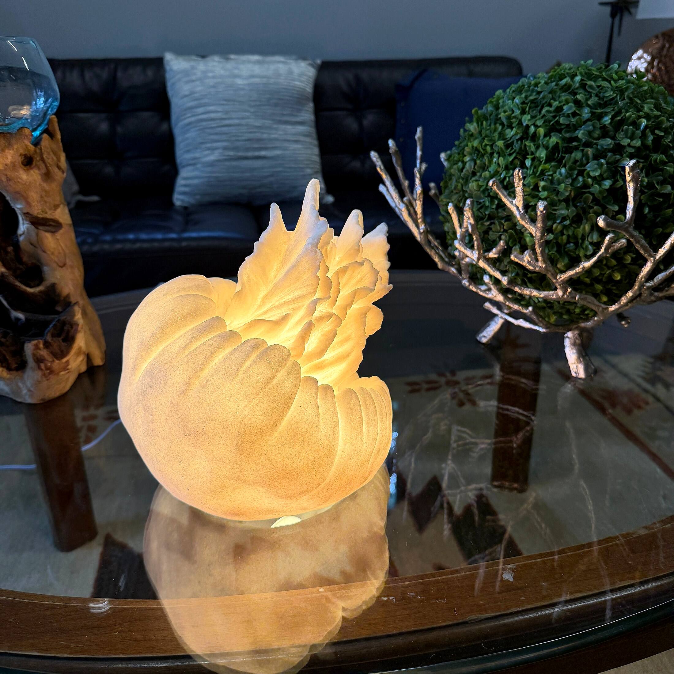 Alt View 5. Things2Die4 - Jellyfish Table Lamp Matte White Resin Coastal Accent Light 10 in Tall - White.