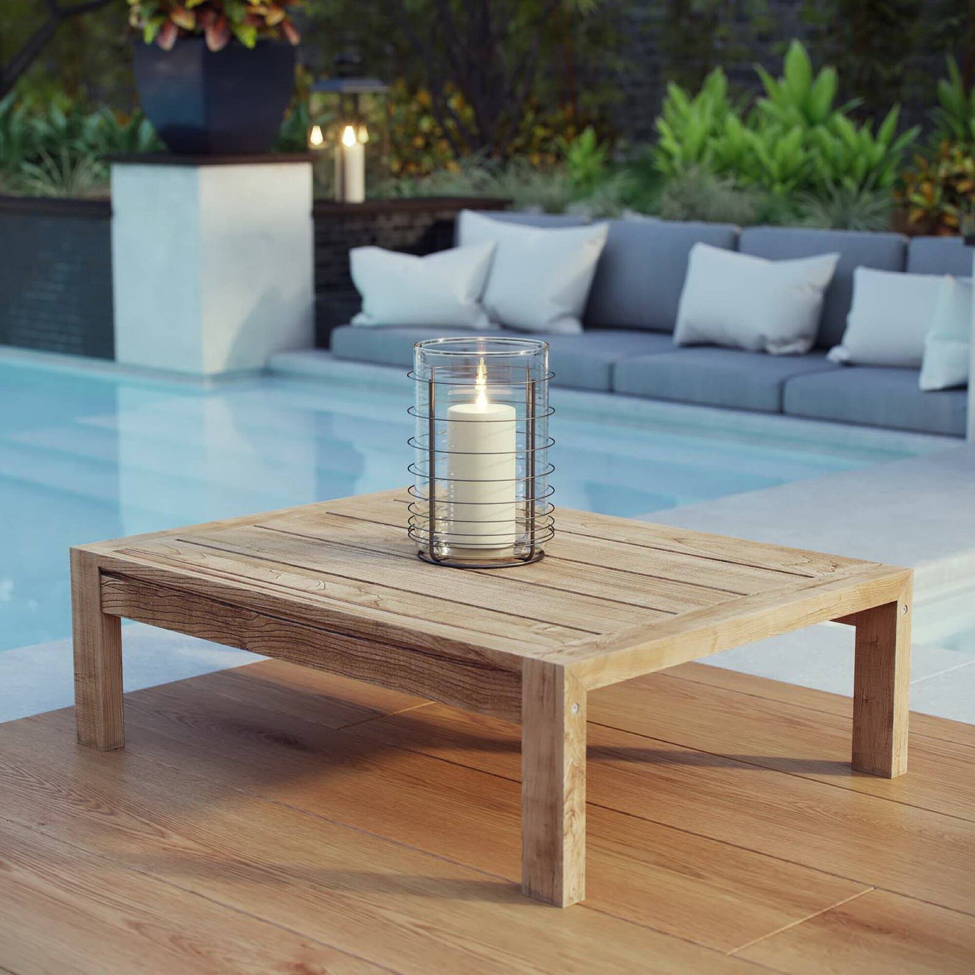 Front. Modway - Upland Outdoor Patio Wood Coffee Table by Modway - Natural.