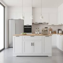 Forest'nSky - Multi-Functional Kitchen Island, Extendable Dining Table with Storage Shelves & Pull-Out Rack - White