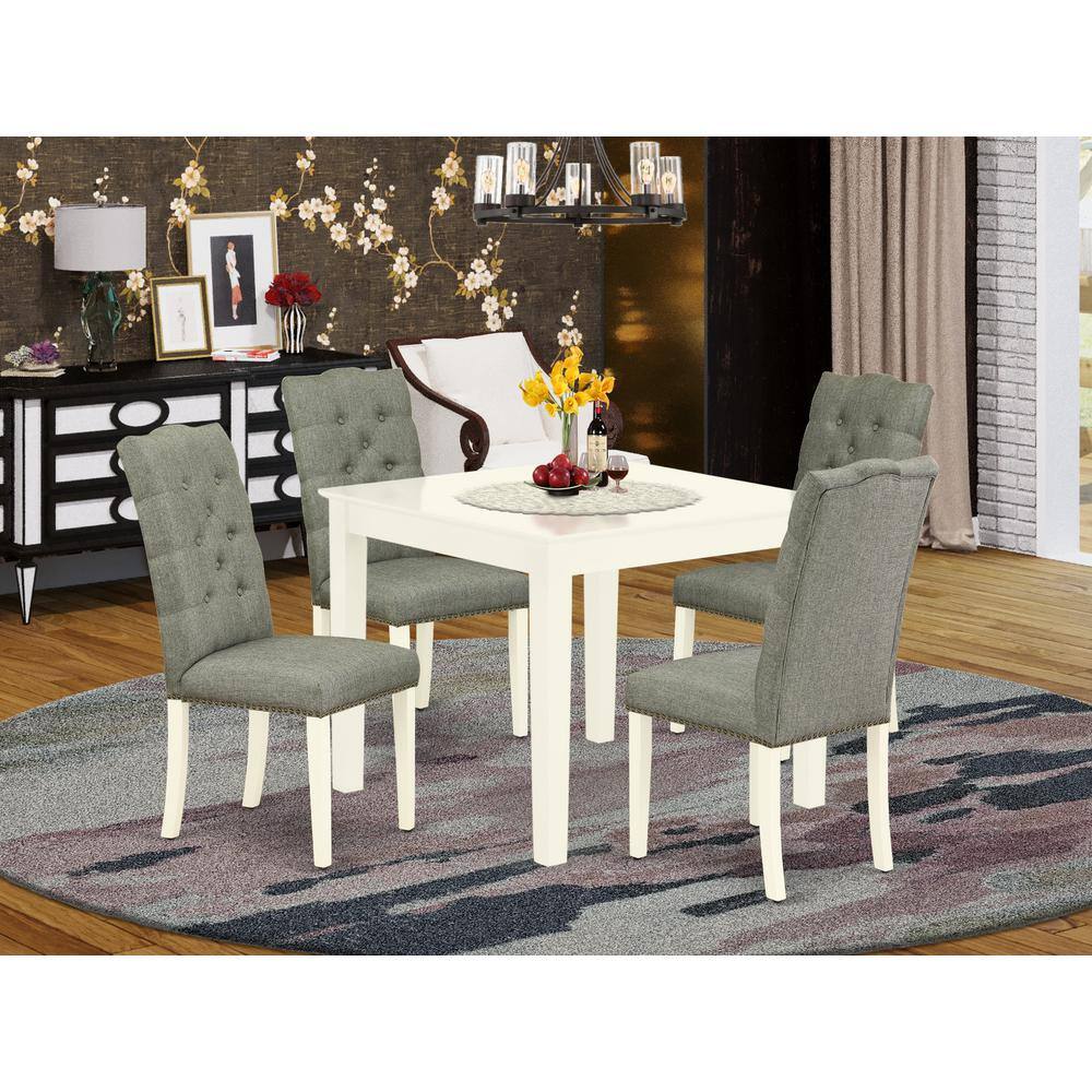 Left. East West Furniture - Dining Room Set Linen White - Brown.
