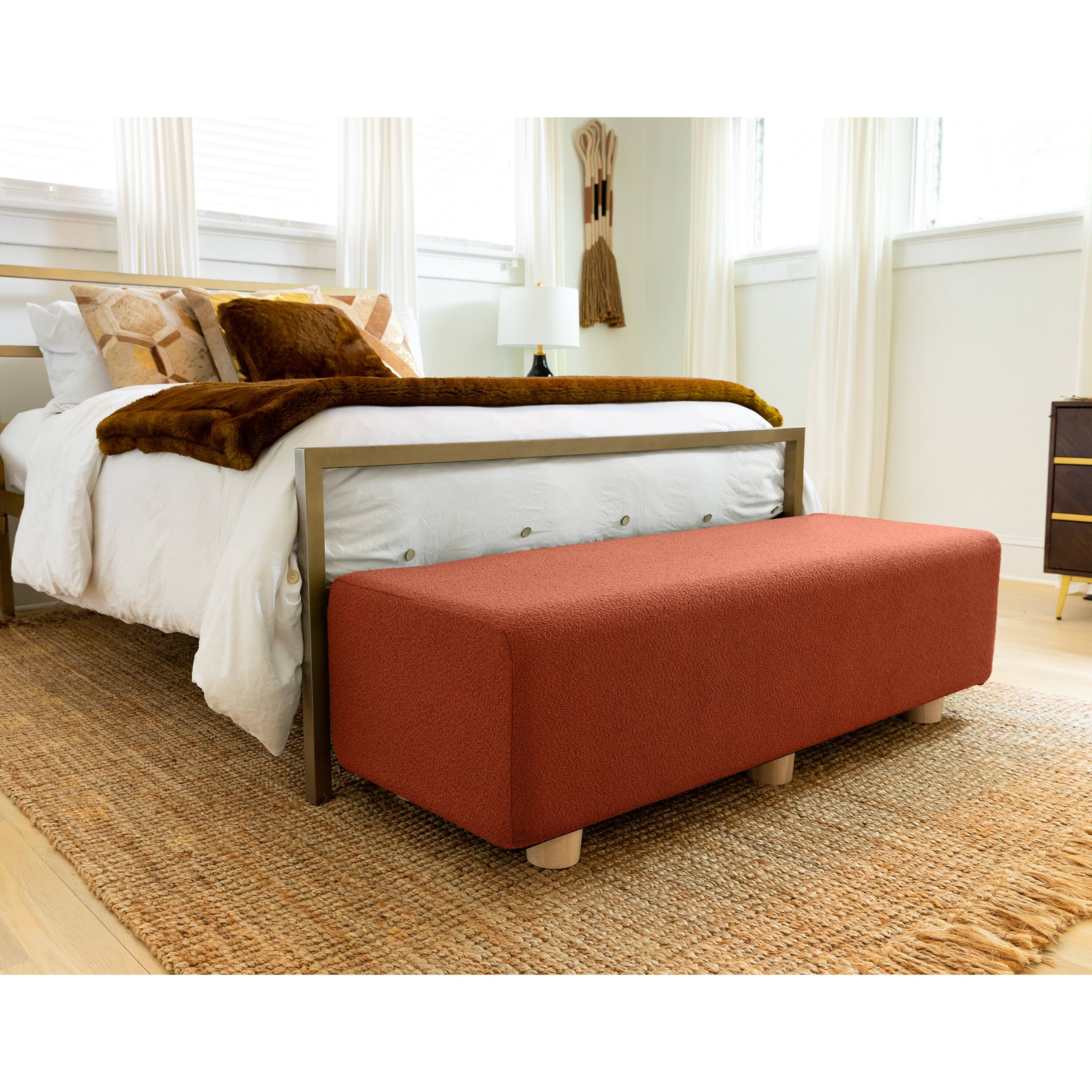 Angle. Jaxx - Jaxx Caya 4-in-1 Large Bed Bench, Giant Ottoman, Dining Bench, and Yoga and Massage Platform, Queen, Boucle Terra Cotta - Terra Cotta.