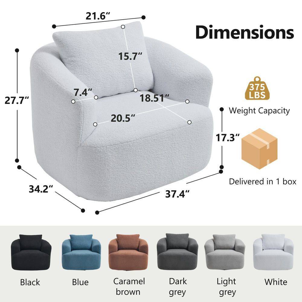 Dimensions:
- 21.6" (height)
- 15.7" (depth)
- 27.7" (width)
- 7.4" (armrest height)
- 18.51" (seat height)
- 20.5" (seat depth)
- 34.2" (overall width)
- 37.4" (overall depth)
- 17.3" (overall height)

Weight Capacity: 375 LBS

Delivered in 1 box

Colors:
- Black
- Blue
- Caramel brown
- Dark grey
- Light grey
- White