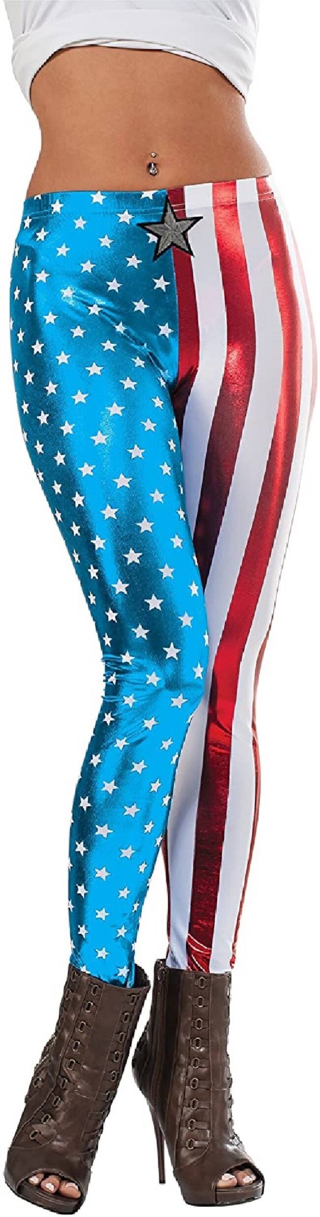 Front. Rubies - American Dream Women's Halloween Leggings - Large/ Extra Large - Red.