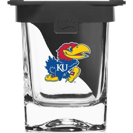 Front. Indigo Falls - Kansas Jayhawks 10oz. Ice Wedge Glass - Multicolor.