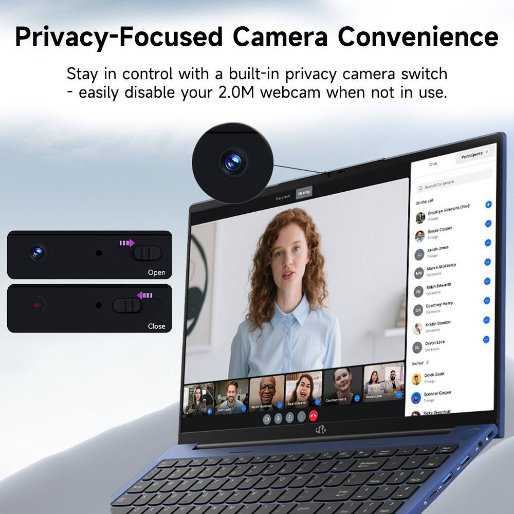 Privacy-Focused Camera Convenience

Stay in control with a built-in privacy camera switch - easily disable your 2.0M webcam when not in use.