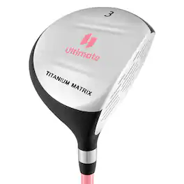 Costway - 165CC Junior #3 Fairway Wood for Kids with Fiberglass Shaft and Headcover - Pink