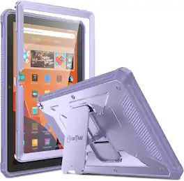 Fintie - Shockproof Case for 10.1" Fire HD 10 13th Gen 2023 Tuatara Heavy Duty Rugged Hybrid Cover Built-in Screen Protector - Lilac Purple