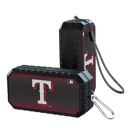 Front. Keyscaper - Texas Rangers Water Resistant Linen Print Bluetooth Speaker - Black.