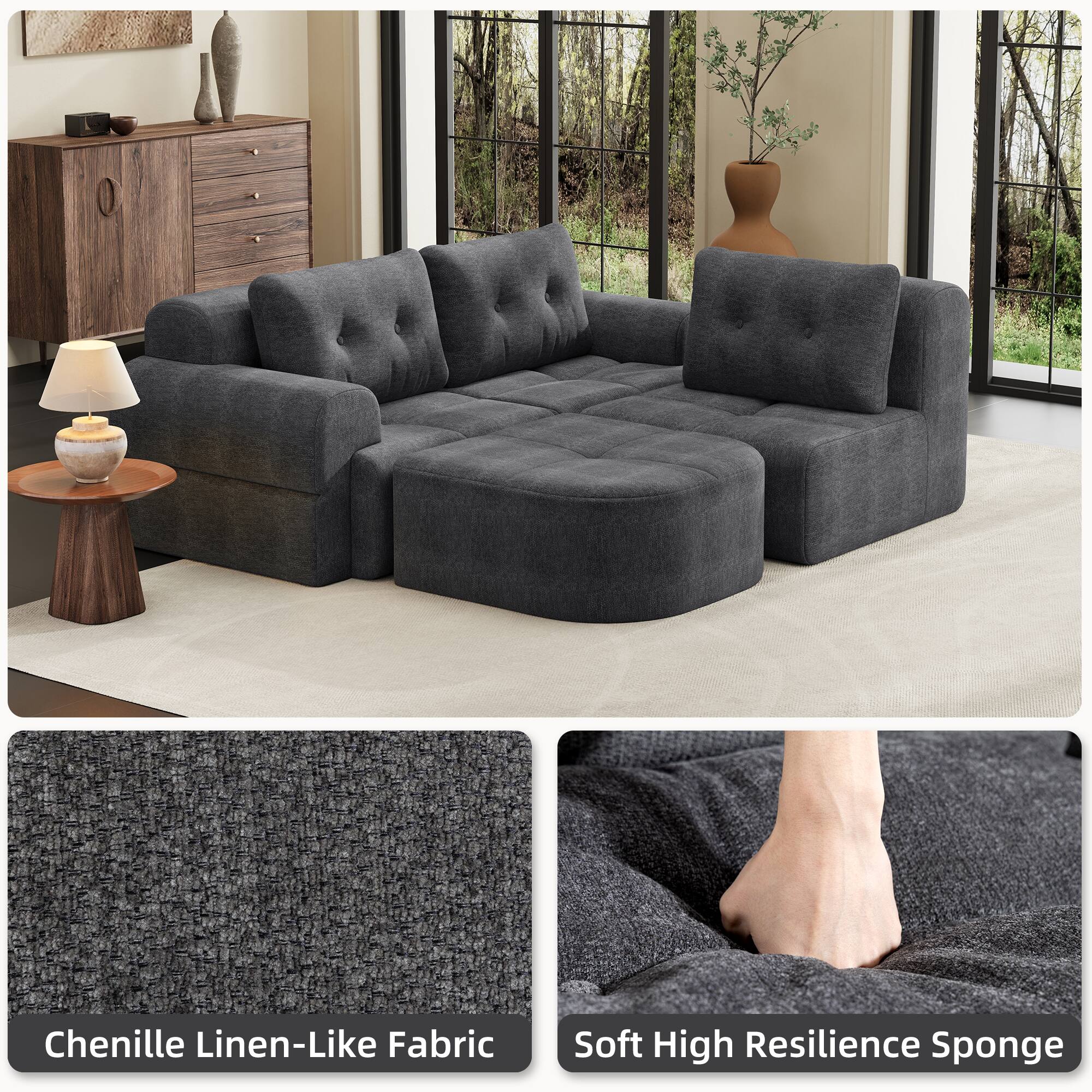 Chenille Linen-Like Fabric  
Soft High Resilience Sponge