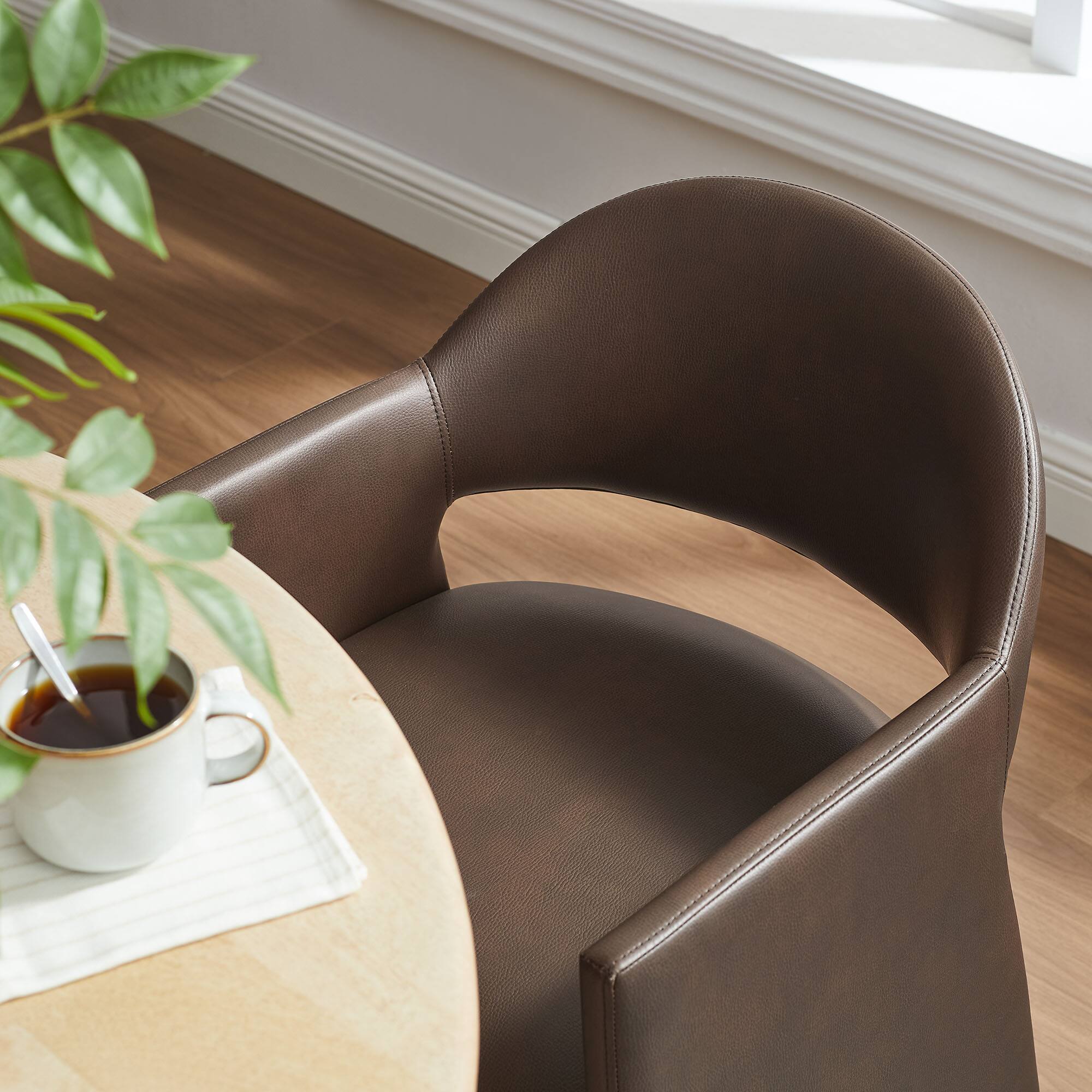 Alt View 5. Modway - Talia Vegan Leather Dining Armchair by Modway - Brown.