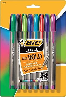 BIC Cristal Xtra BOLD  
Writes with vividness and flair  
Bold & colorful lines  
24 Ball Pens/Bolígrafos  
Cristal-15cm