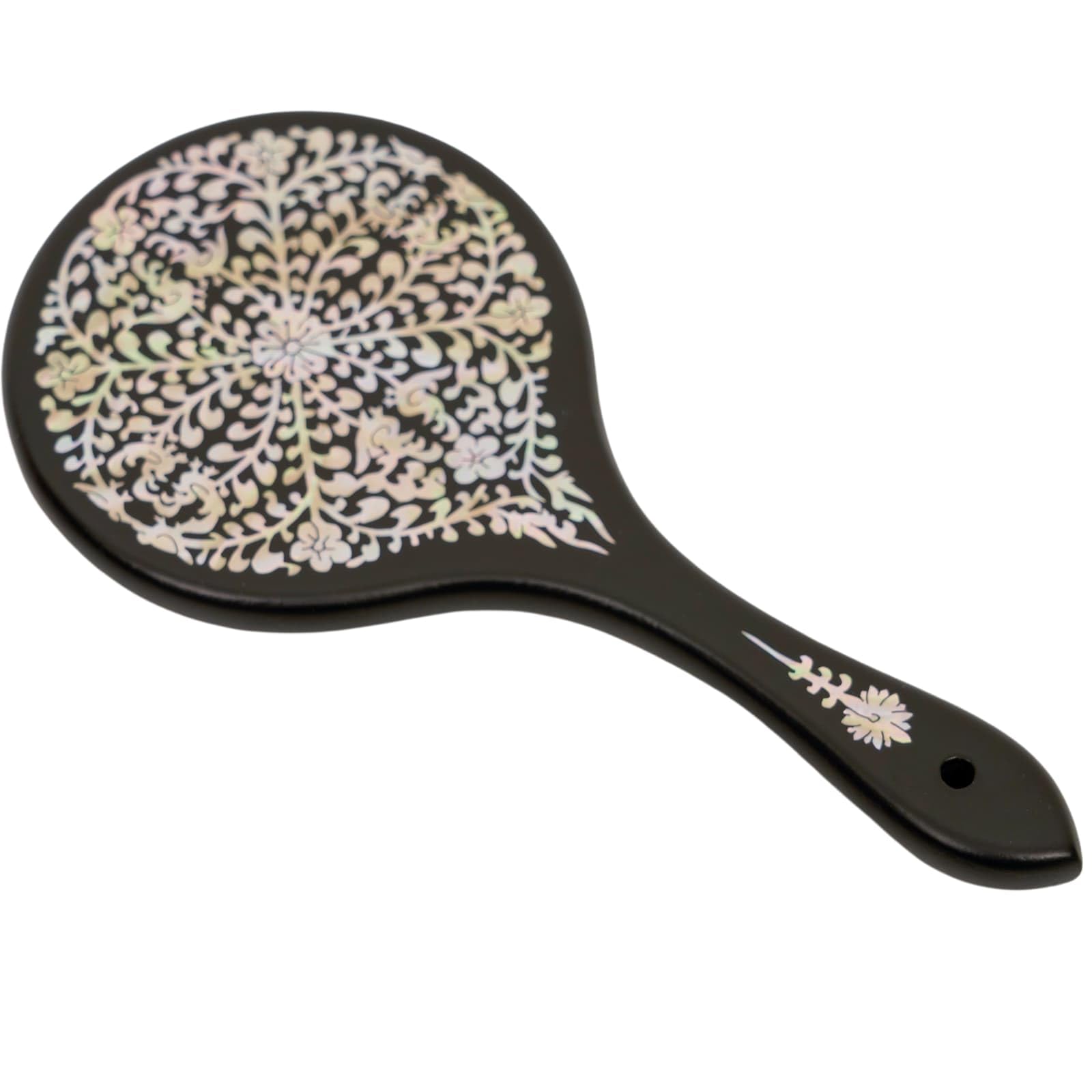 Alt View 5. Dapper Styles - Mother-of-pearl Hand Mirror - Korean Lacquer With Floral Inlay Gift For Women Mom Wife Daughter Birthday Mo... - Default.