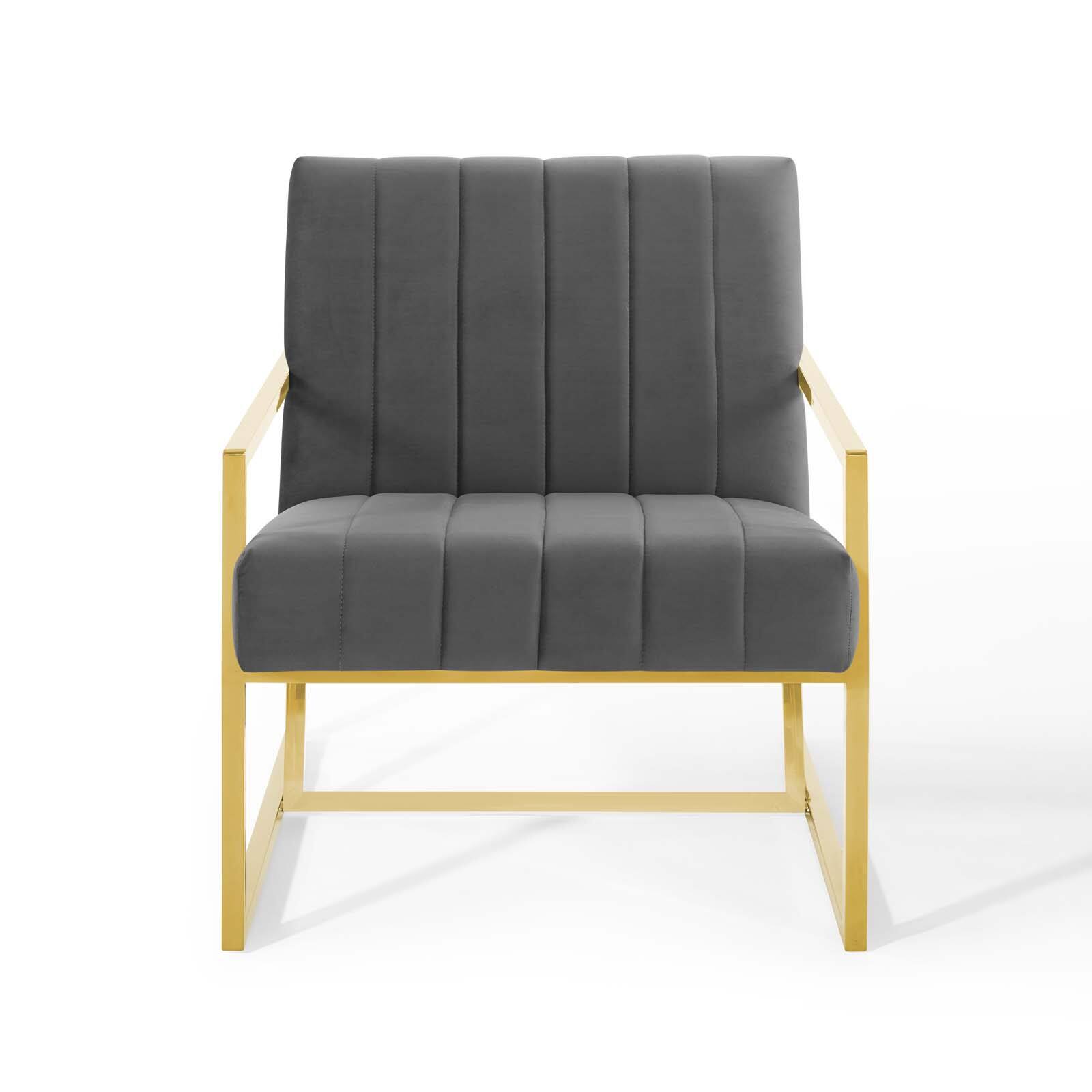 Alt View 4. Modway - Inspire Channel Tufted Performance Velvet Armchair by Modway - Charcoal.