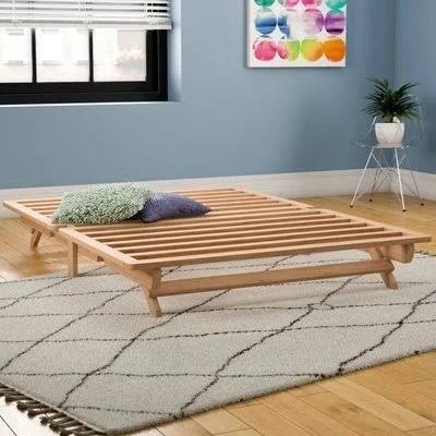 Angle. Hivvago - Farmhouse Full Size Solid Wood Platform Bed - Brown.