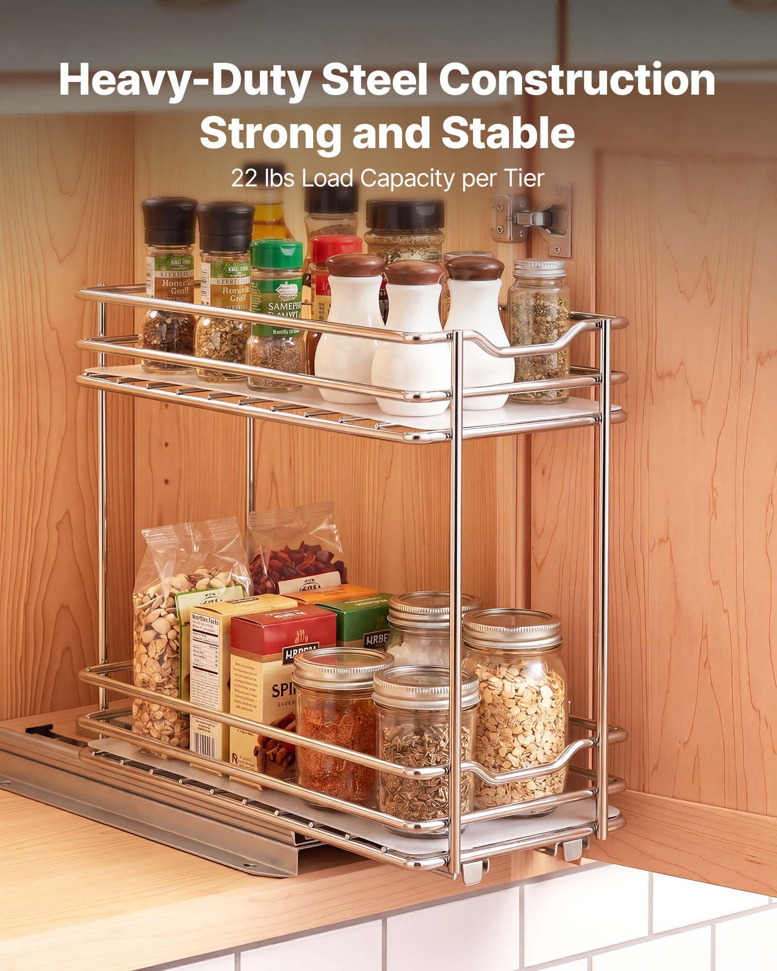 Heavy-Duty Steel Construction  
Strong and Stable  
22 lbs Load Capacity per Tier