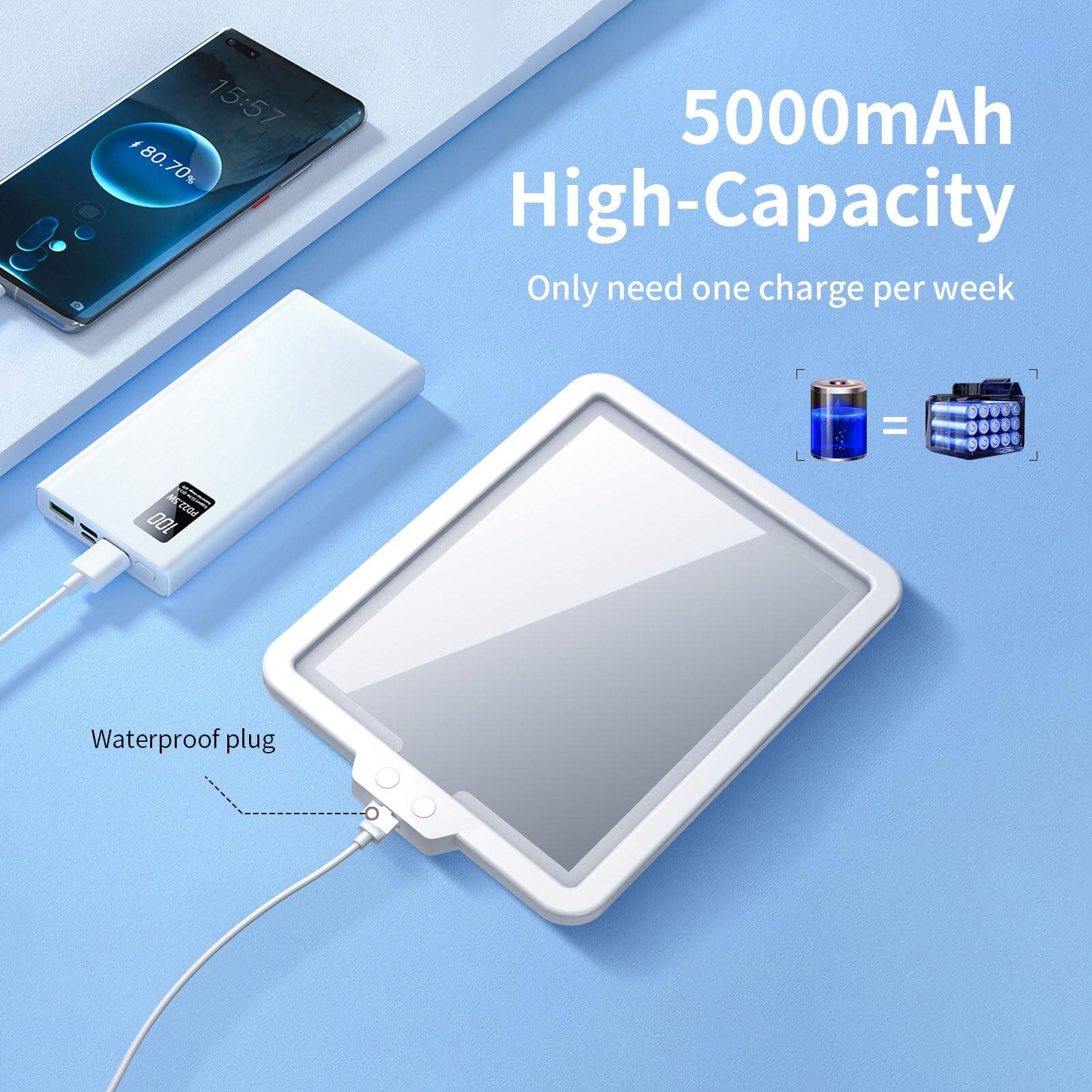 5000mAh High-Capacity  
Only need one charge per week  

Waterproof plug