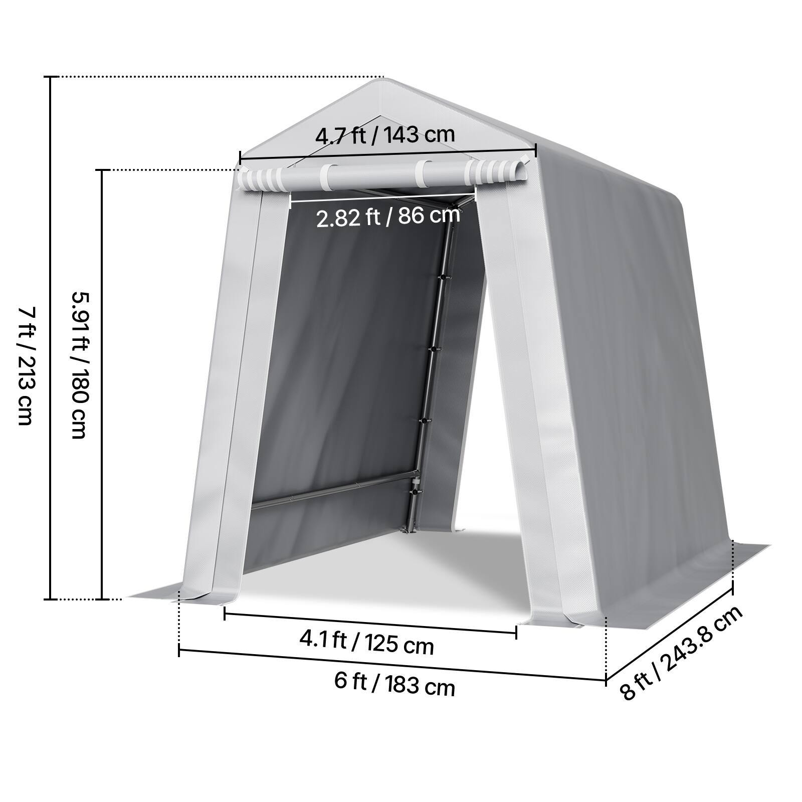4.7ft/143 cm, 2.82 ft / 86 cm, 7ft/213 cm, 5.91 ft/180 cm, 4.1 ft / 125 cm, 6 ft / 183 cm, 8 ft / 243.8 cm.