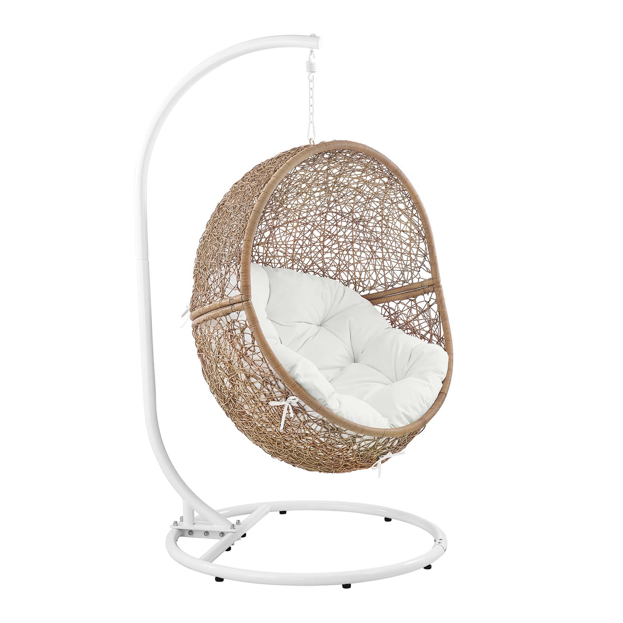 Left. Modway - Encase Outdoor Patio Rattan Swing Chair by Modway - Cappuccino White.