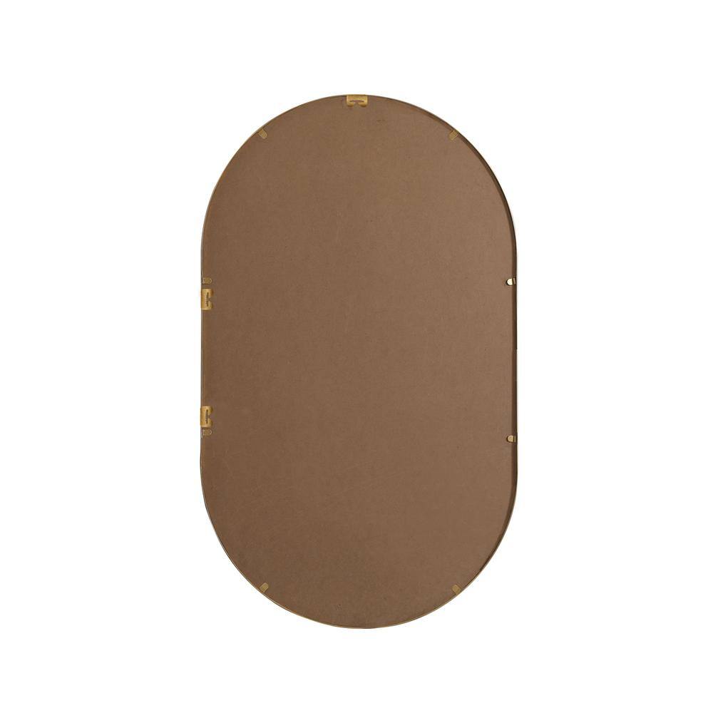 Angle. Elegant Decor - Metal Frame Oval Mirror 24x40 Inch in Brass - Brass.