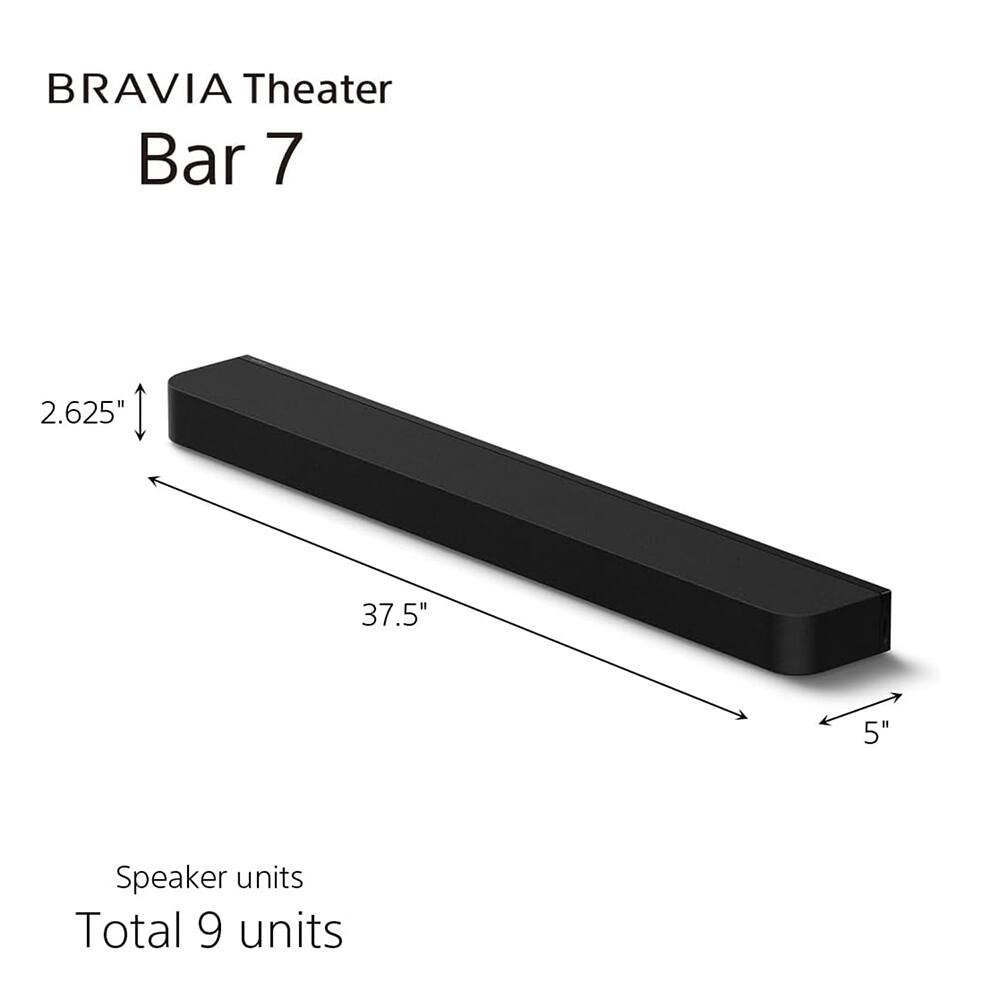 BRAVIA Theater Bar 7  
2.625" x 37.5" x 5"  
Speaker units  
Total 9 units
