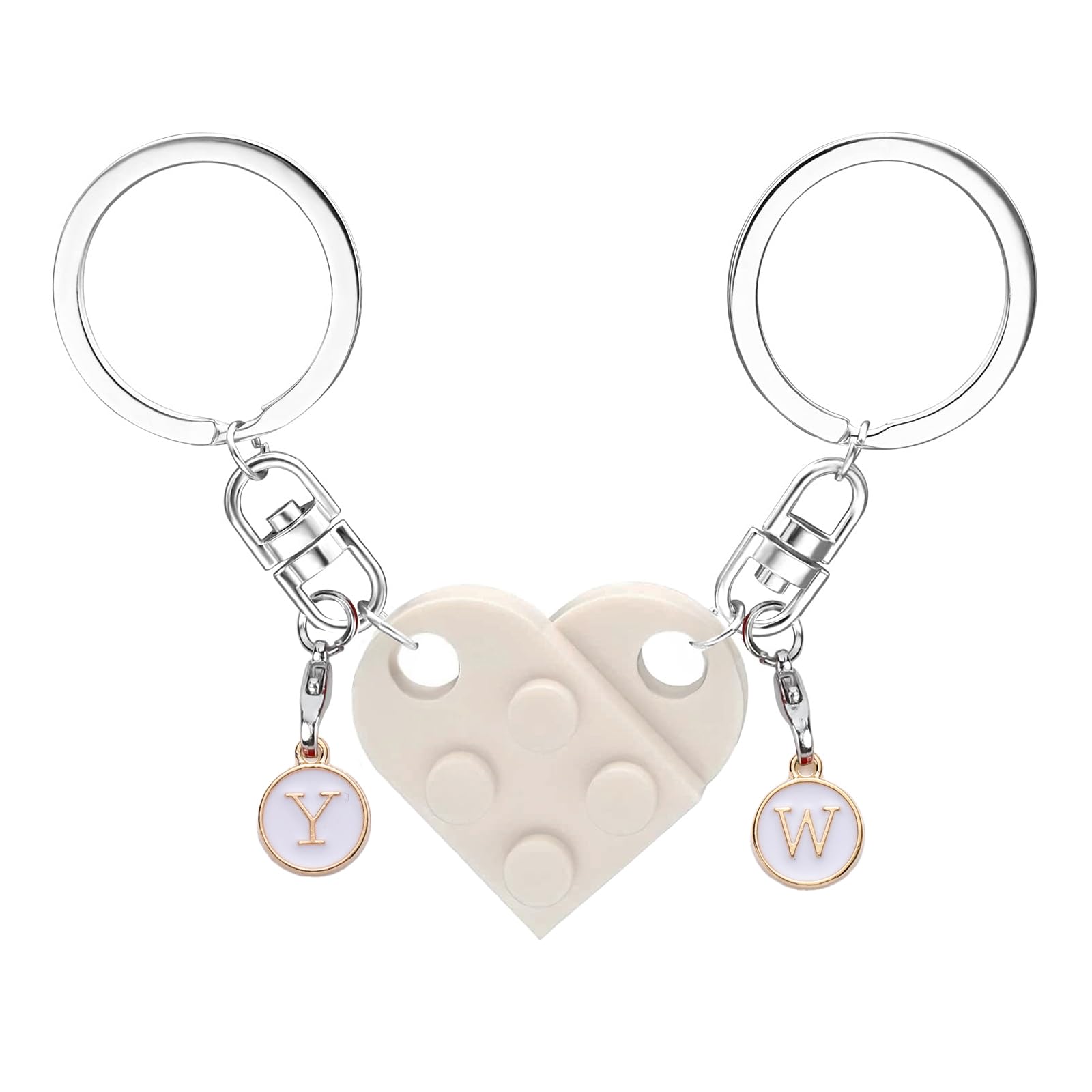 Left. Stylel Star - Brick Matching Couple Heart Keychain For Boyfriend Girlfriend Valentines Day Stuff Him Friends Love Set Gifts.