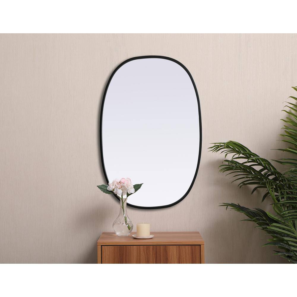 Alt View 8. Elegant Decor - Metal Frame Oval Mirror 20x30 Inch in Black - Black.