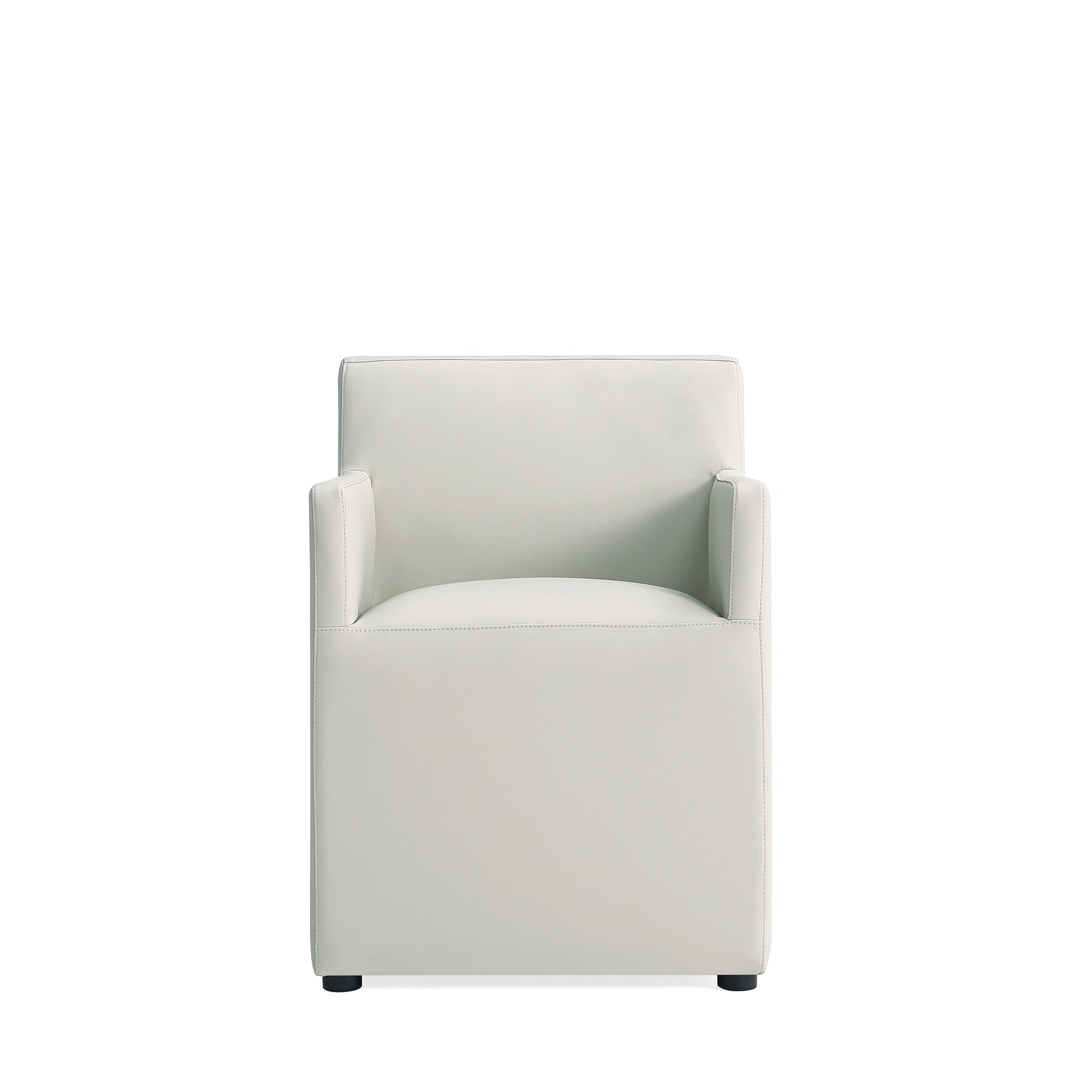 Front. Manhattan Comfort - Anna Square Modern Vegan Leather Dining Chair with Arms - Stone Gray.