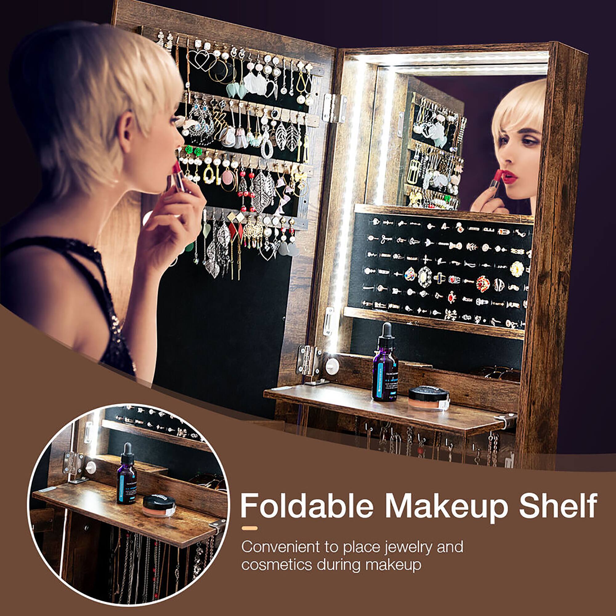 Foldable Makeup Shelf  
Convenient to place jewelry and cosmetics during makeup