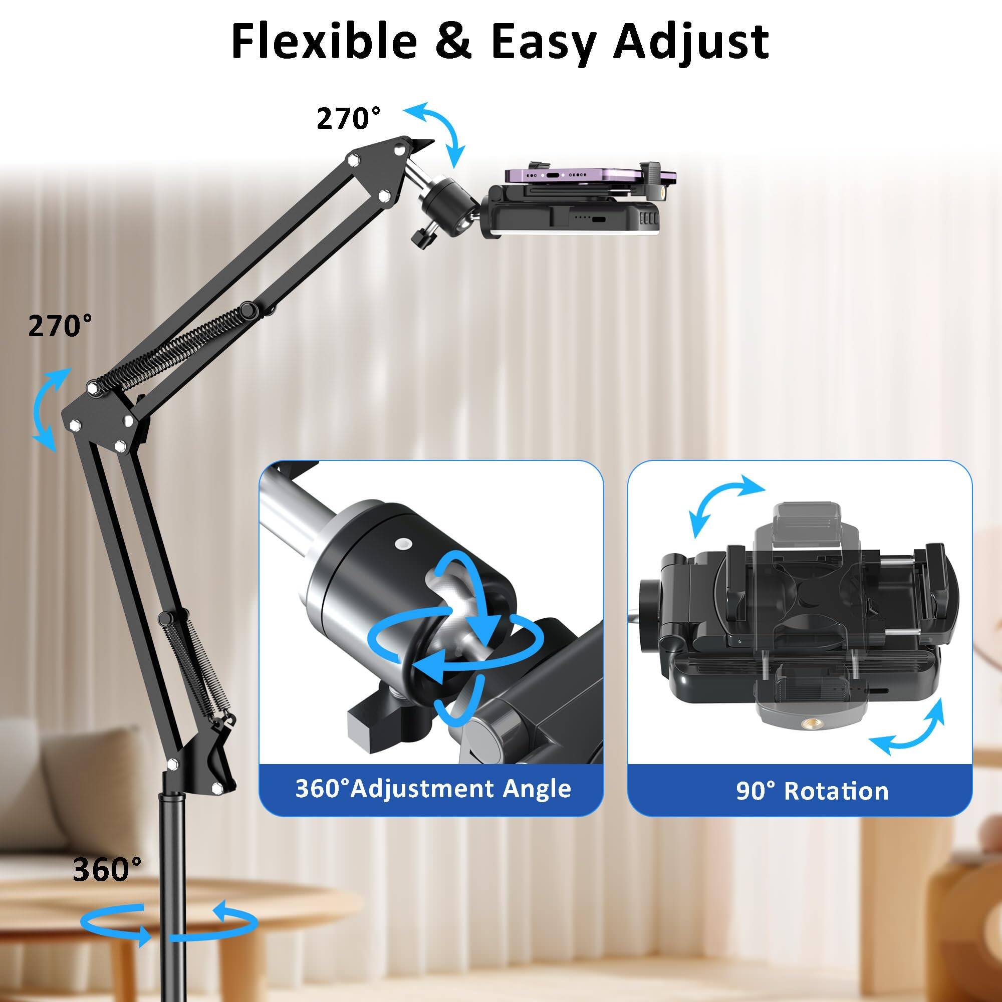 Flexible & Easy Adjust

270°

270°

360°

360° Adjustment Angle

90° Rotation