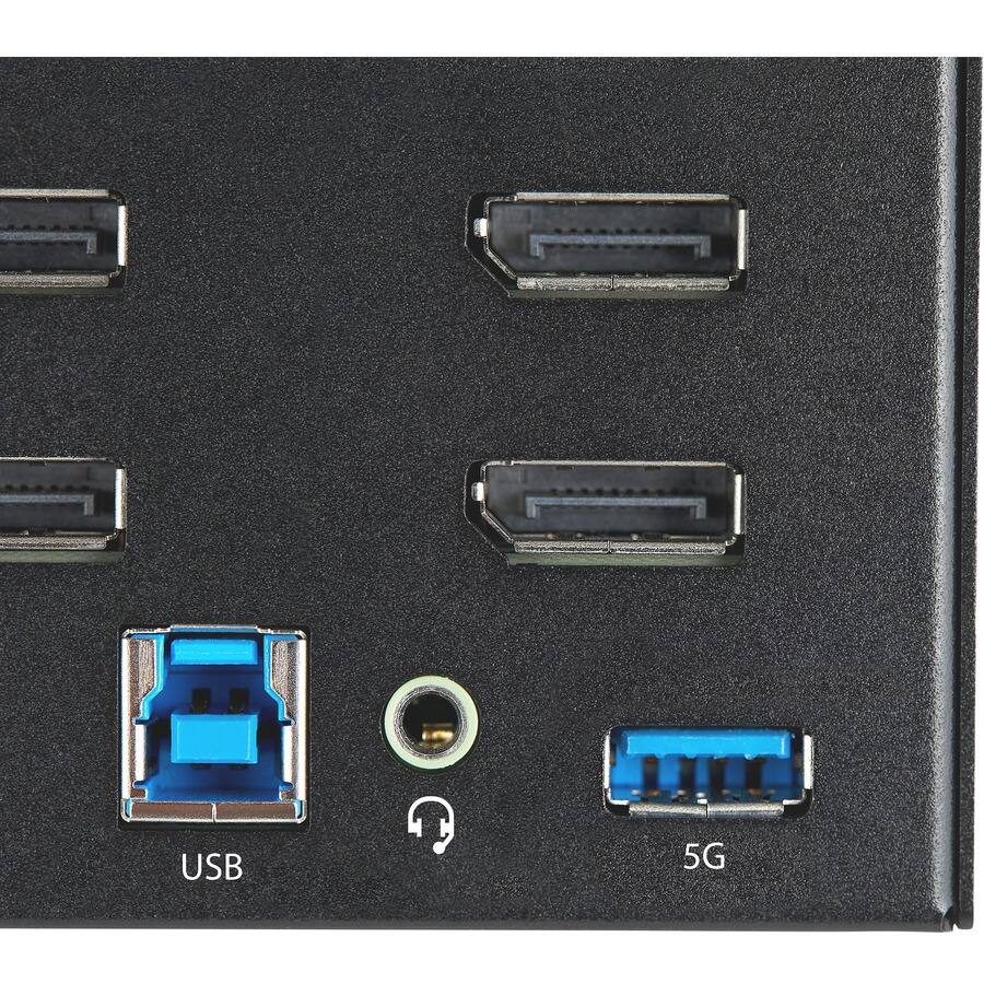 Alt View 5. Startech - 2 Port Quad Monitor DisplayPort KVM Switch 4K 60Hz UHD HDR - Black.