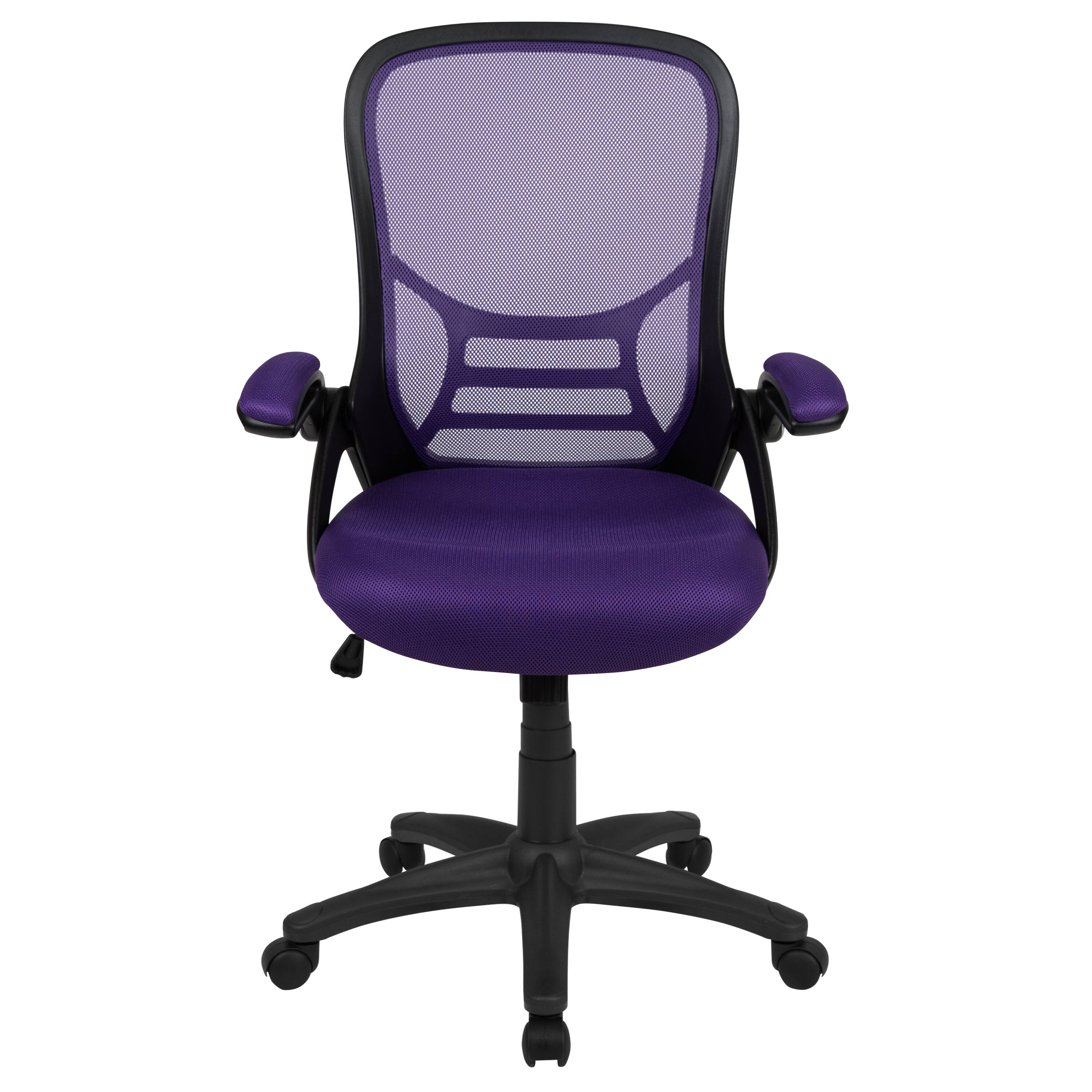 Alt View 7. Emma + Oliver - High Back Mesh Ergonomic Office Chair with Flip-up Arms - Purple.