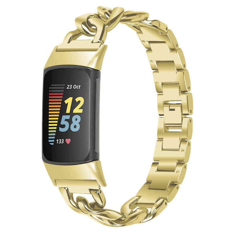 StrapsCo - Chain Link Bracelet Stainless Steel Watch Band Strap For Fitbit Charge 6 - Yellow Gold price history on PriceWatchPro