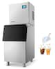 Front. VEVOR - Commercial Ice Maker Machine, 360LBS/24H Ice-Making Machine with 250LBS Large Storage Bin, Auto Self-Cleaning Ice Maker - Stainless steel color.