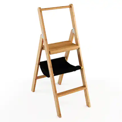 Front. Costway - Costway 3 Step Ladder Foldable Bamboo Step Stool 330Lbs Capacity with Tool Storage Bag - Natural.