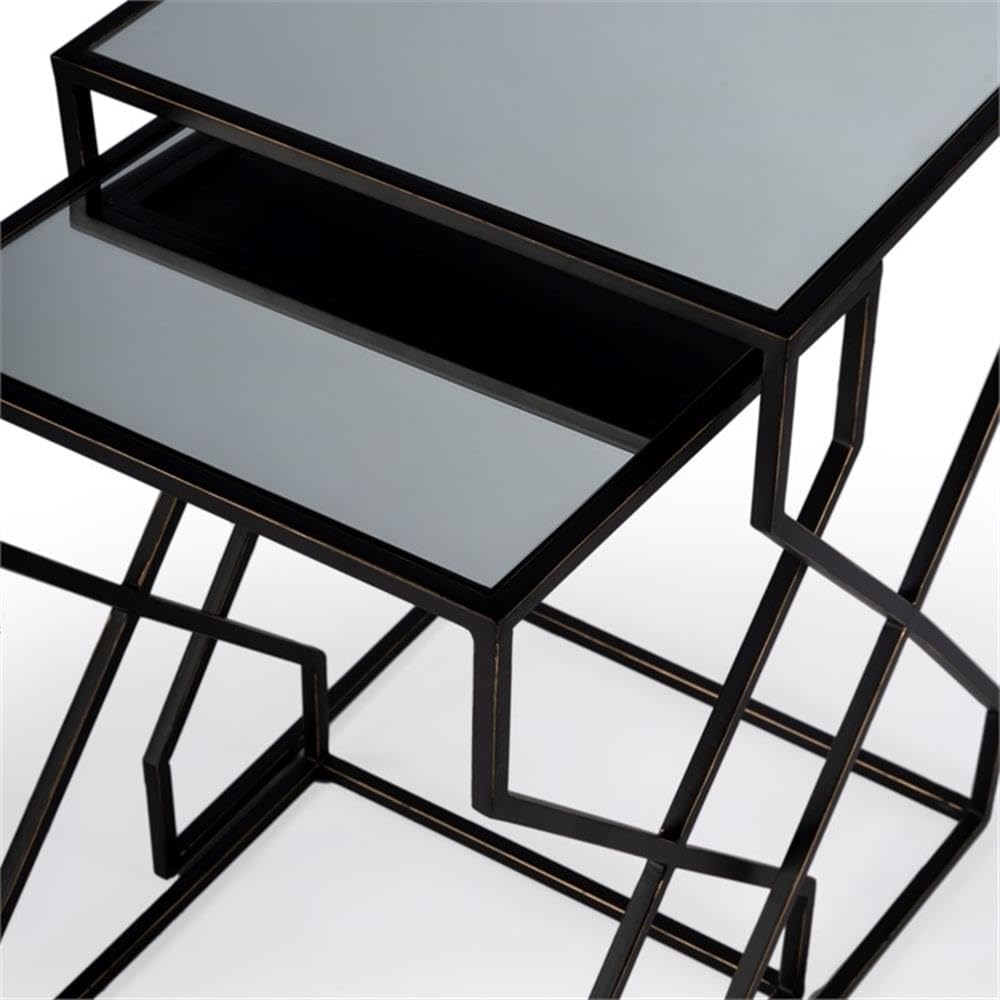 Back. Butler Specialty - Demi Modern Mirrored Nesting Tables - Black.