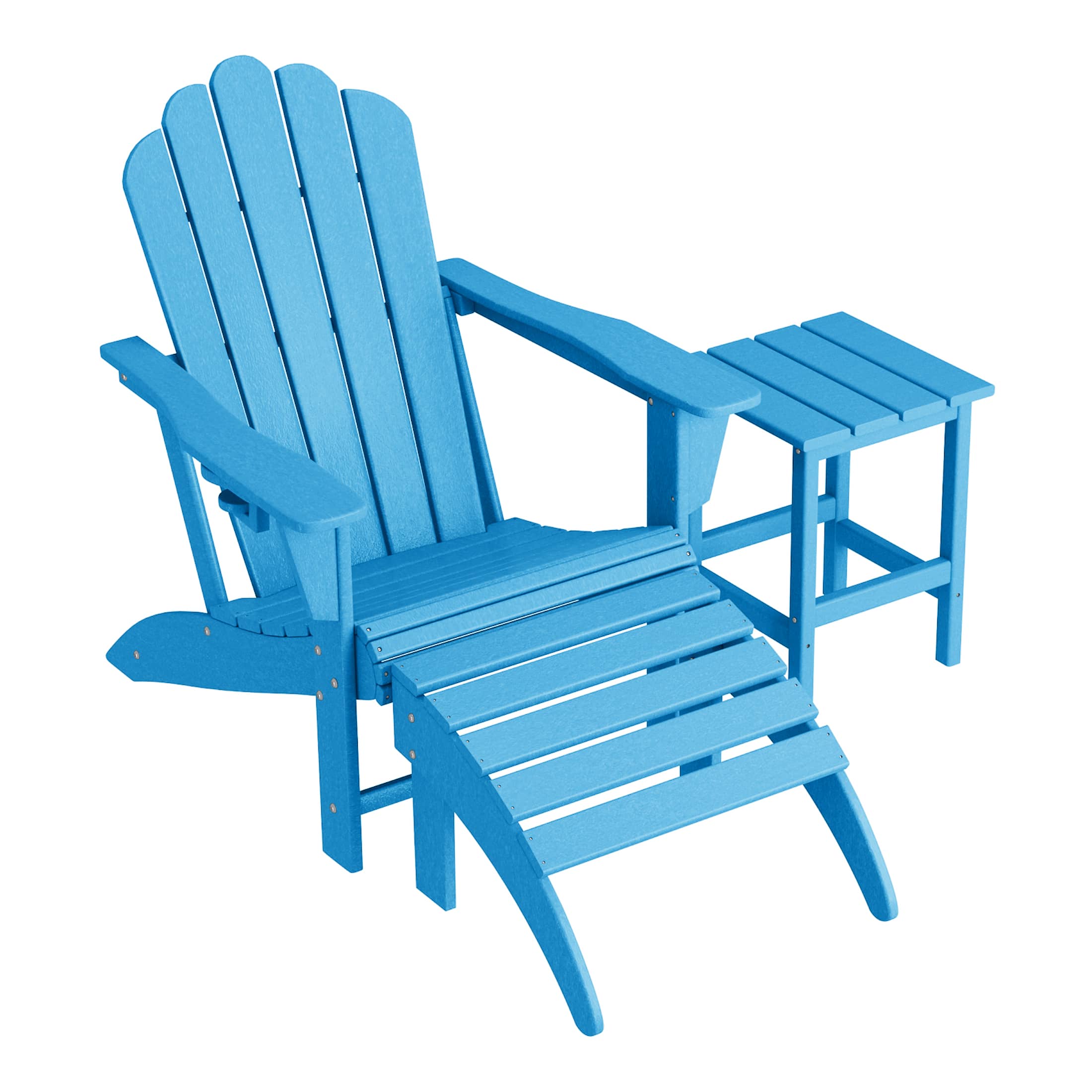 WestinTrends - Highland 3-Piece Adirondack Chair with Cup Holder and Folding Ottoman and Table Set - Pacific Blue price history on PriceWatchPro
